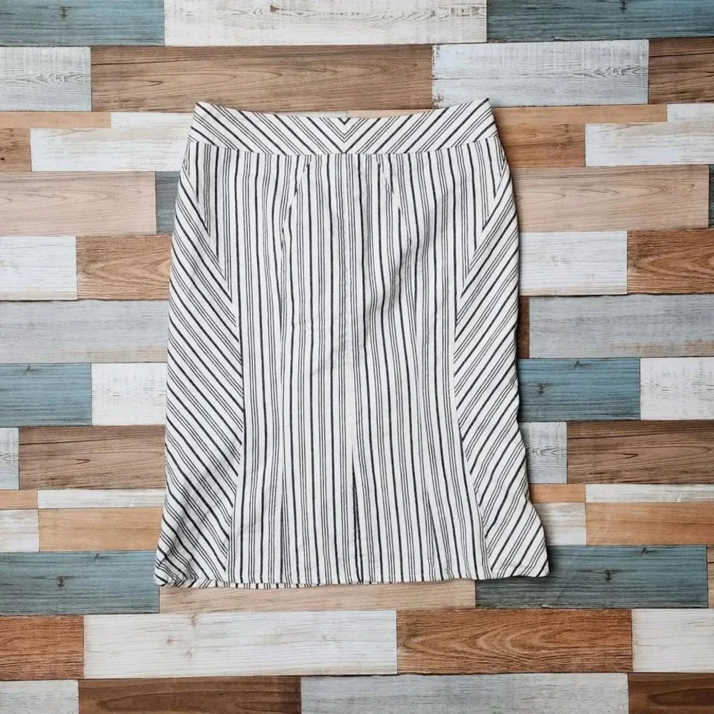 Express‎ Striped Pencil Skirt Navy White Cotton Size 3/4 Office Career Casual